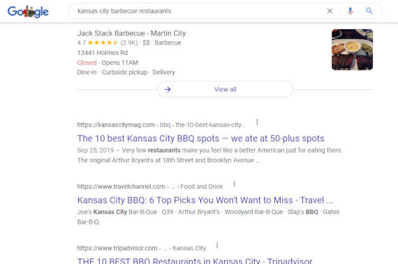 kansas city bbq organic search results